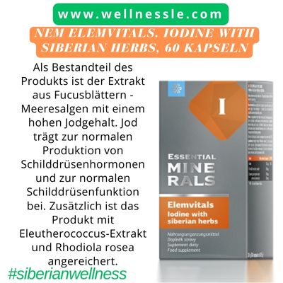 NEM Elemvitals. Iodine with Siberian herbs, 60 Kapseln NEM Elemvitals. Iodine with Siberian herbs, 60 Kapseln