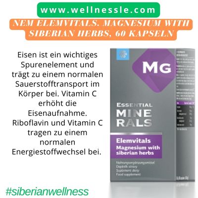 NEM Elemvitals. Magnesium with Siberian herbs, 60 Kapseln NEM Elemvitals. Magnesium with Siberian herbs, 60 Kapseln