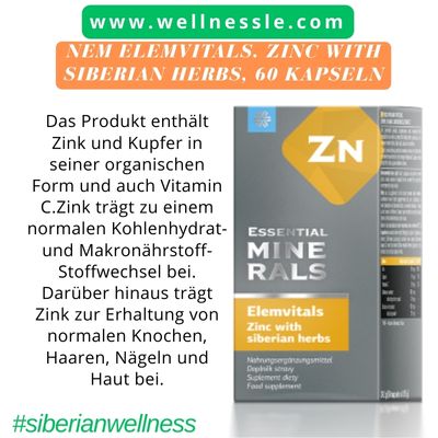 NEM Elemvitals. Zinc with Siberian herbs, 60 Kapseln NEM Elemvitals. Zinc with Siberian herbs, 60 Kapseln