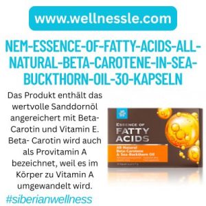 NEM Essence of Fatty Acids. All-natural beta-carotene in sea buckthorn oil, 30 Kapseln