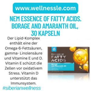 NEM Essence of Fatty Acids. Borage and Amaranth Oil, 30 Kapseln