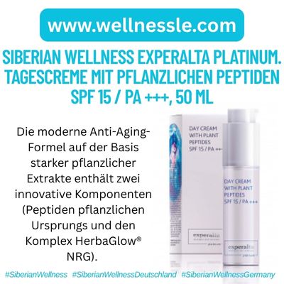 Siberian Wellness Experalta Platinum. Tagescreme mit Pflanzlichen Peptiden SPF 15 / PA +++, 50 ml Siberian Wellness Experalta Platinum. Tagescreme mit Pflanzlichen Peptiden SPF 15 / PA +++, 50 ml